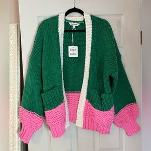 Chunky Pink & Green Cardigan